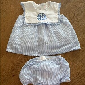 Striped Blue and White Diaper Cover Set